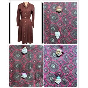 OOAK Vintage Handmade 1970s Dress Rare Bubba buttons Medium MOD 70s Unique
